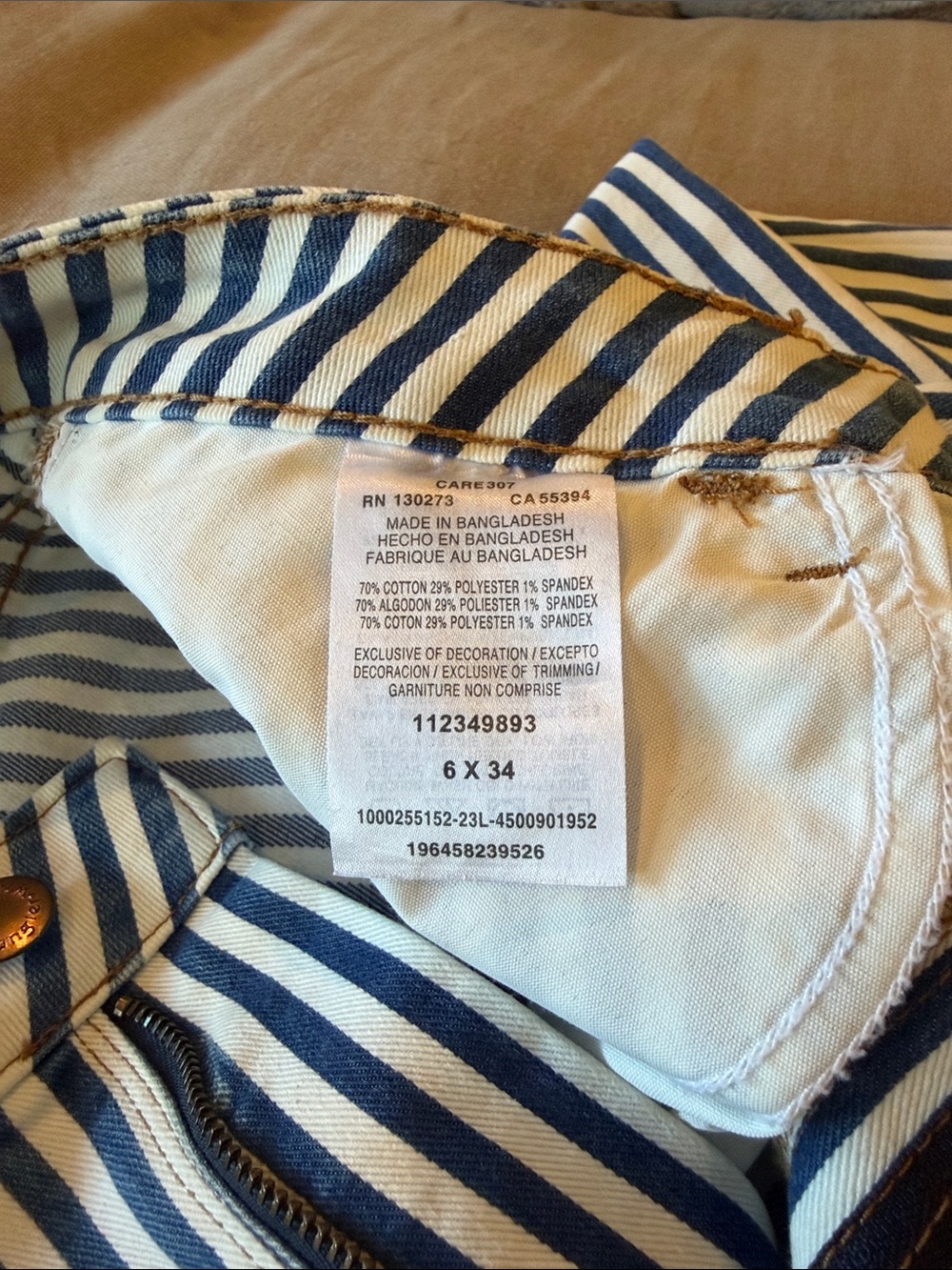 Wrangler Navy and White Vertical Stripe Flare Pants - Picture 4 of 5